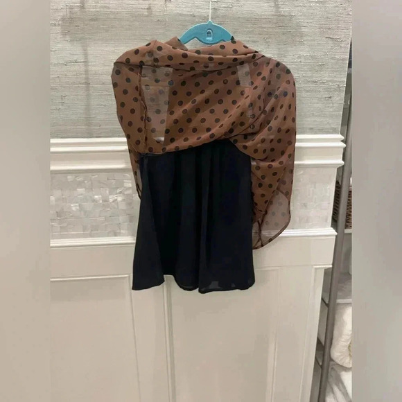 NWT new Anthropologie Erin+ Ali Palais brown black polka dot sleeveless top M - Picture 8 of 13